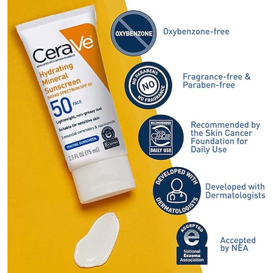 CERAVE HYDRATING MINERAL SUNSCREEN SPF50 75ML